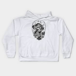 Santa muerte with flowers day of the dead. Kids Hoodie